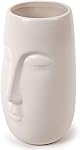 Truu Design White Modern Abstract Ceramic Face Decorative Beautiful Planter Flower Vase, 8.25 x 4 inches, White
