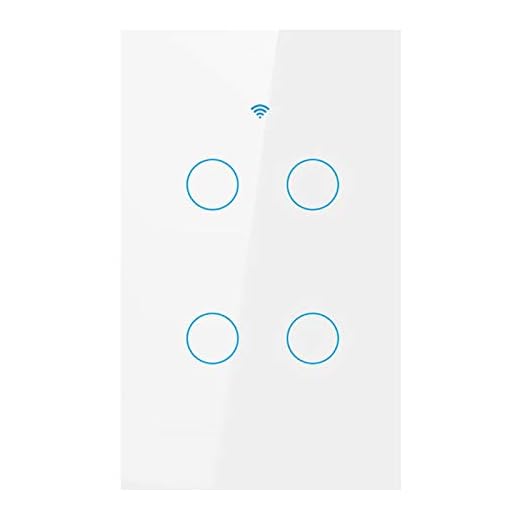 Generic WiFi Smart Touch väggbrytare Multi Control Association Home Smart Life tillbehör, app, RF fjärrkontroll lämplig för Alexa och Google Home vit, svart – vit 4 brytare