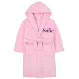 Gembroidery Personalised Kids Bathrobe Fleece Dressing Gown Children Hooded Robe For Boys Girls Teens Plush Super Soft Gift (13-14 years Pink) - Image 3