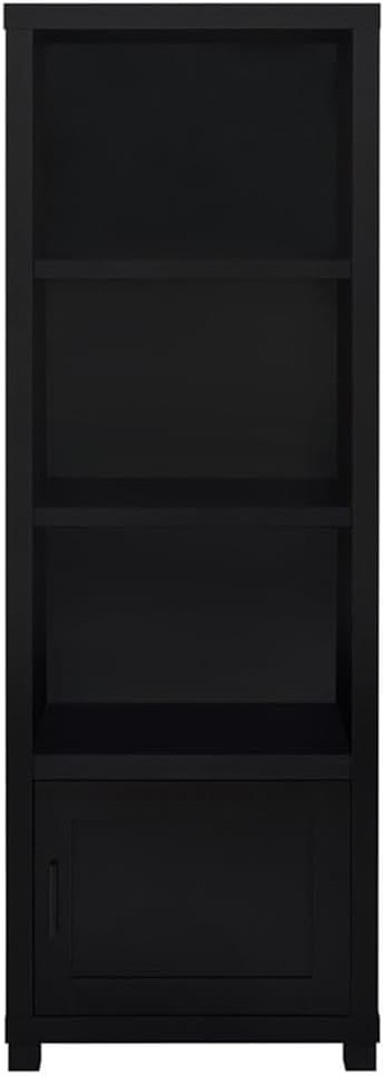 Pemberly Row 3-Piece Entertainment Center, 79-Inch TV Stand and Media Towers, MDF/Wood/Glass, Black Finish, Adjustable Shelves, Modern Living Room TV Console for TVs Up to 85 Inches