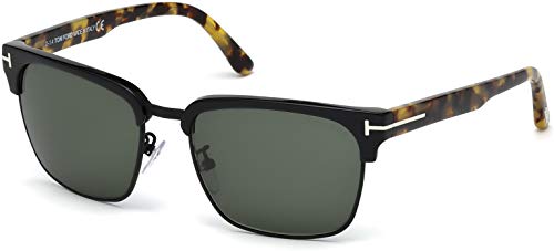 Tom Ford FT0367 River 02B 57MM Shiny Black/Tortoise/Green Square Sunglasses for Men + FREE Complimentary Eyewear Kit