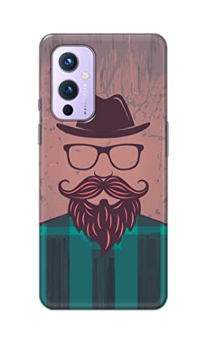 Image of PRINTFIDAA Man Icon with Beard Shirt Hipster Printed Designer Hard Case for OnePlus 9 Back Cover -(e) RPM1001