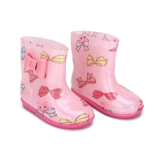 ENEN Botas de Agua Altas para Niña Niños, Botas de Lluvia Nina Ninos Talla 24-29 Calzado Caucho Goma Impermeable con Suela Antideslizante para Escuela y Aire Libre (HD9 Rosa,25)