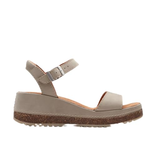 Clarks Women's Kassanda Lily Wedge Sandal, Stone Nubuck, 5.5 UK Wide