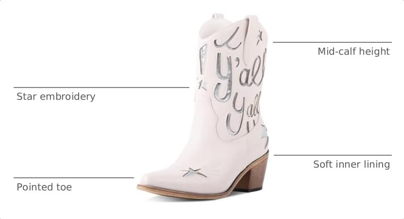 Image of Western Cowboy Boots for Women Rhinestone Cowgirl Boot with Low Block Heel Embroidery Sparkly Short Ankle Booties Walking Bootie for Country Concert Disco Outfits