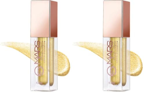 Image of MARS Metallic Liquid Glitter Eyeshadow | Waterproof & Highly Pigmented | Smooth Glide Formula (5.5ml) (02-Golden Beam) (Pack of 2)