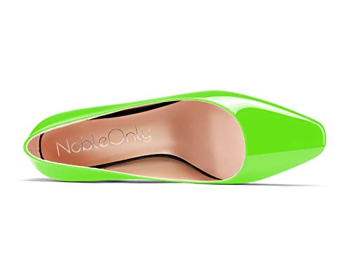 NobleOnly Women High Chunky Block Heel Square Close Toe Slip-on Pumps Classic Cute Dress Shoes 3.3 Inches Heels4