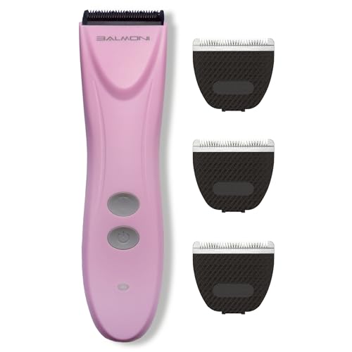 BALMONI Pet Dog Cat Codless Grooming Animal Mini Trimmer, Grooming Kit with Detachable Metal Blades, Low Noise, Smooth, and Powerful (4 Blades Bundle) (Dopamine Pink)