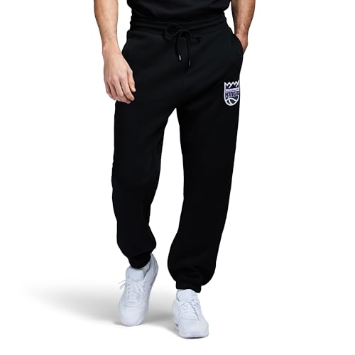 Game 7 x NBA Officially Licensed Men's Casual Jogger Fleece Sweatpants with Pockets, Sacramento Kings, L, Black
