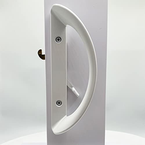 Allywasai Patio Sliding Door Handle Set, Perfect Replacement Mortise Style Handle Set Fits Door Thickness From 1-1/2" To 1-3/4", 3-15/16" Screw Hole Spacing, Non-Keyed, White #TOP5
