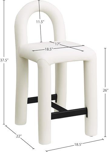 Meridian Furniture 11064Cream-C Amari Colección Moderno | Butaco Contemporáneo con Suave Cuero Vegano Crema, Estructura Interna de Hierro, Respaldo Redondeado, Butaco para Barra, 18.5" Ancho x 22" Profundidad x 37.5" Alto, Crema miniatura 3