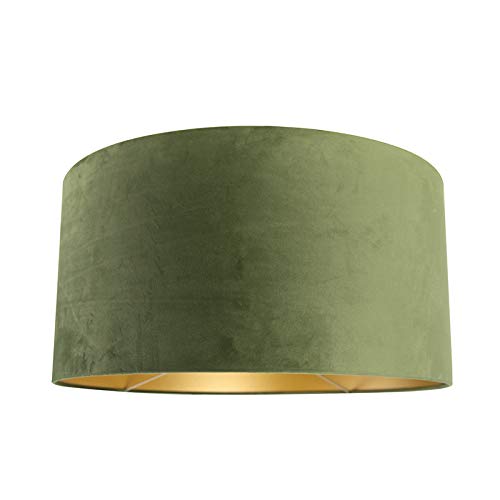 Qazqa classic-antique Lampenschirm - Cilinder Velours - Grün, supports-e27, diameter 50 centimeter
