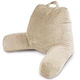 Milliard Reading Pillow with Arms, Cream, Shredded Memory Foam Back Pillow for Bed Sitting Up - Sit Up Backrest Support for Reading & Rest Bed - Washable Cover, Adjustable Comfort, CertiPUR Certified