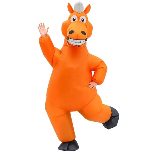 MXoSUM Inflatable Horse Costume Adult Funny Blow Up Animal Suit Full Body Mascot for Halloween Halloween, Parties & Pranks