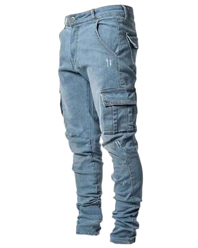 Men's Slim Fit Jeans 6 Pockets Stretch Skinny Denim Pencil Pants Casual Hip Hop Denim Pant