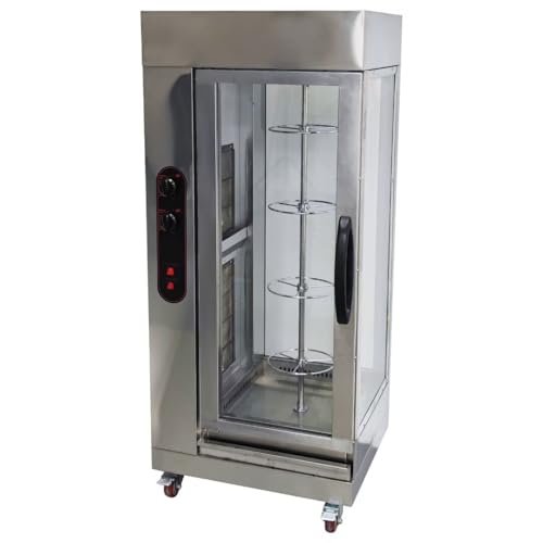 HayWHNKN Vertical Low LPG Gas Rotisserie Oven Stainless Steel Rotary Chicken Roaster Machine with Adjustable Temperature 110V 7.5KW