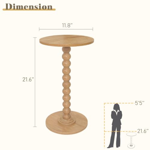 Image of Fultyle Small Side Table, Drink Table for Small Spaces, Modern Martini Table with Solid Wood Leg, Round End Tables Living Room for Bedroom and Office (Rustic Walnut)