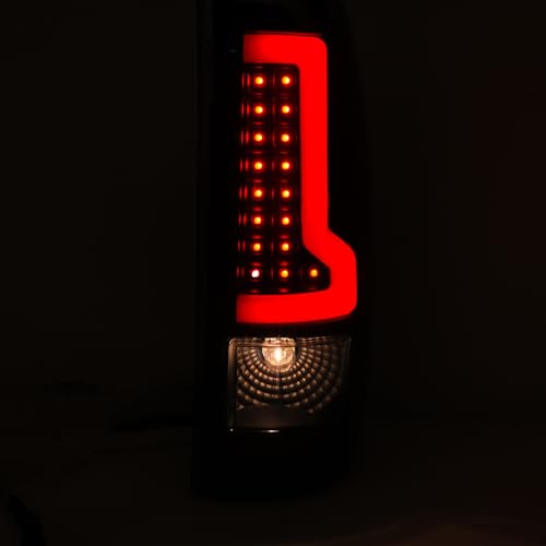Image of LED Tail Lights Assembly Compatible with 1999 2000 2001 2002 2003 2004 2005 2006 Chevy Silverado 1500 2500 3500 Rear Light Brake Lamps Driver & Passenger Side, Black Housing Clear Lens