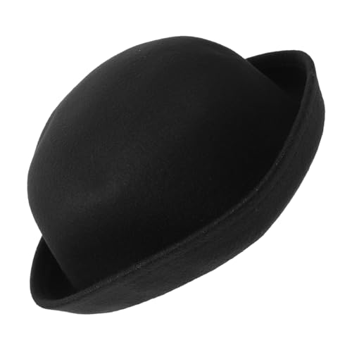 Chapeau melon en laine femme COLLBATH noir style fedora vintage haut de forme