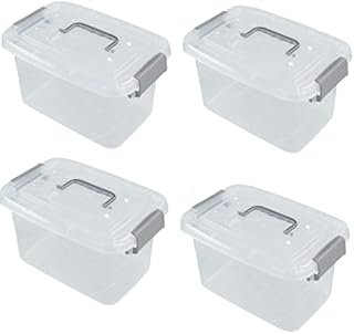 Fosly 4-pack 6 Liter Storage Boxes, Clear Storage Boxes Plastic with Lid