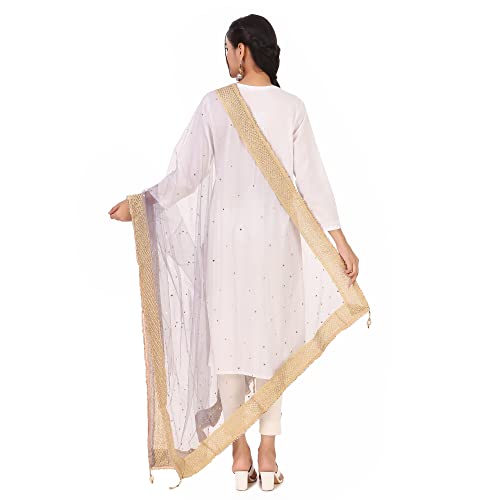 Image of Traditions Bazaar Women's Net Zari Border Dupatta