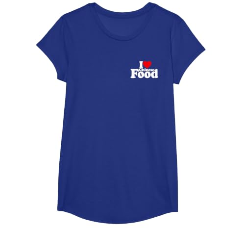 I Love Heart Chinese Food Cuisine T-Shirt, Girls, Royal Blue, Small