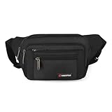 Marsupio con 5 Tasche Marsupio Bum Bag cintura regolabile singola spalla per escursionismo casuale bicicletta Corsa Campeggio (Nero)