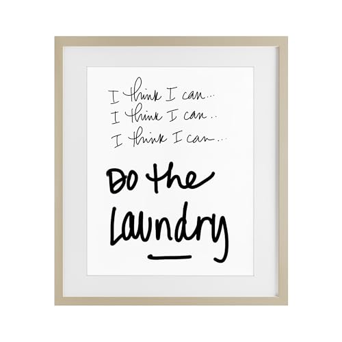 Affiche Think I Can Do Laundry encadrée verre Stupell Industries décoration marron