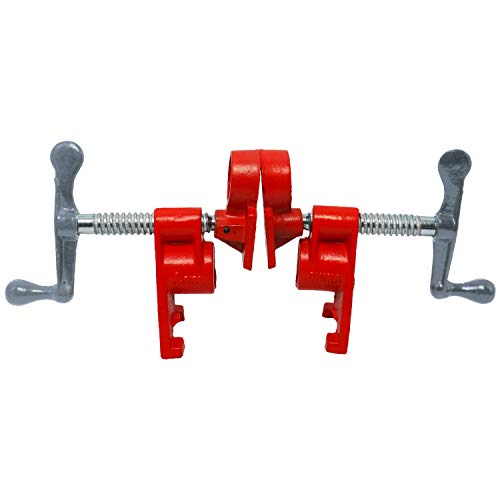 4 Pcs 3/4" Wood Gluing Pipe Clamp Set On Stand Heavy Duty Woodworking Cast Iron With Unique Foot Design #TOP6