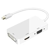 VicTsing - Cavo adattatore 3 in 1 Mini DisplayPort DP a HDMI DVI VGA per Apple MacBook, MacBook Air Pro, iMac, Mac mini, Microsoft Surface Pro 1 2 3, Thinkpad X1 ecc., colore: Bianco