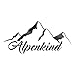 Alpenkind Aufkleber 20x9,7cm Berge Sticker Autoaufkleber f&uuml;r Wohnmobil Auto Wohnwagen Schriftzug Urlaub Alpen Gebirge Panorama Schriftzug selbstklebend K057 (Schwarz Glanz)
