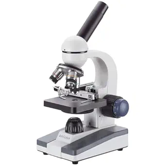 AmScope M150C-MS Compound Monocular Microscope, WF10x and WF25x Eyepieces, 40x-1000x Magnification, LED Illumination, Brightfield, Single-Lens Condenser, Coaxial Coarse and Fine Focus, 110V