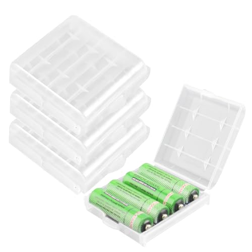 KEEPOW 4 Pcs AA/AAA Battery Storage Case Holder Box, Clear Color