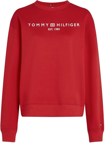 Tommy Hilfiger Damen Sweatshirt ohne Kapuze, Rot (Primary Red), L – Ansicht 4