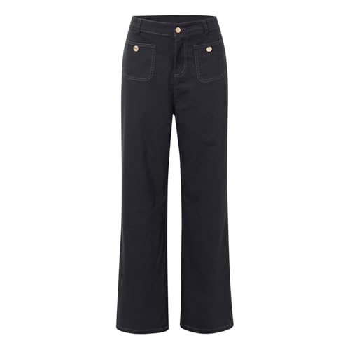 Jeans femmes délavé micro corne grande taille à jambe large et ample