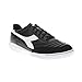Diadora Calcetto LT Turf Soccer Shoes - Full Grain Leather, Enhanced Cushioning, Anti-Wear Rubber, Synthetic Turf, Optimal Traction and Stability, Black/White (Indoor), 6 UK