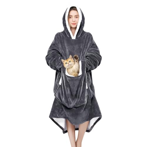 La mejor comparación de Pijama manta listamos los 10 mejores. 34 Convend - Manta de gran tamaño con capucha y bolsillo gigante (favoritos de mascotas), sudadera de manta para mujeres y hombres, Gris, One Size