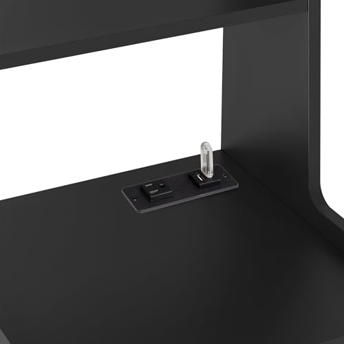 BAYYELL 41'' Tall Nightstand with Charging Station, Locking Drawer and Bookshelf, Bedside Table, Night Stand, 1 Piece, Black by BAYYELL - Image 7