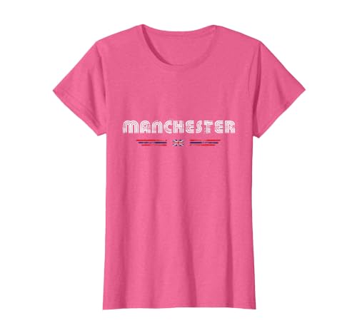 United Kingdom Manchester UK 70s 80s Retro Type Graphic T-Shirt, Women, Pink Heather, Small