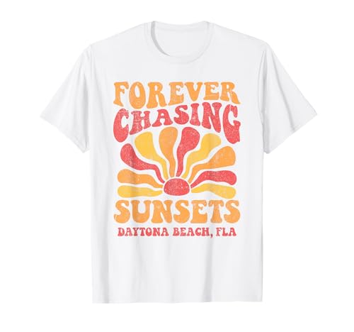 Forever Chasing Sunsets, Daytona Beach, Florida, años 70, retro Camiseta