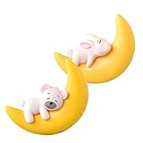 VALICLUD 2個魚缸漂浮月亮熊装飾品 可愛らしいデザインの水族館用オーナメ