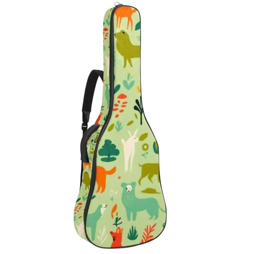 Sac guitare acoustique imperméable vert 108cm avec repose-nuque réglable et poches