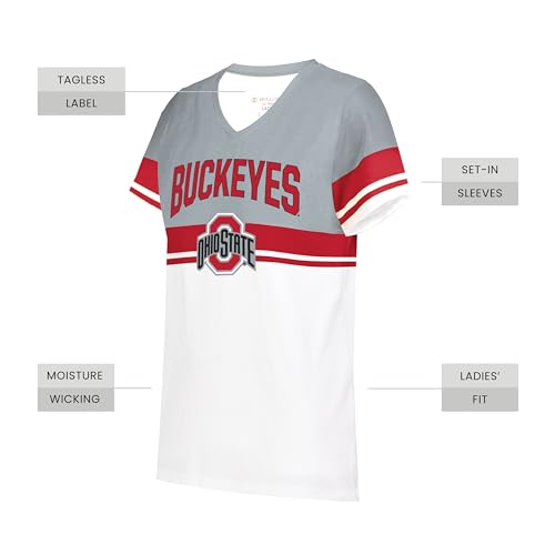 Holloway Women's NCAA Collegiate Fanwear V-Neck Tee-Official Team Logo Shirt for Comfort Fit & Stylish Design3