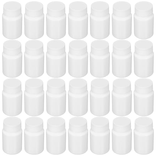 BELLIFFY 100pezzi Flaconi Vuoti per Pillole Contenitore per Medicinali Tappo Vite Bianco Capacità Barattolo Portatile da Viaggio per Conservare Capsule di Integratori Vitamine e Compresse