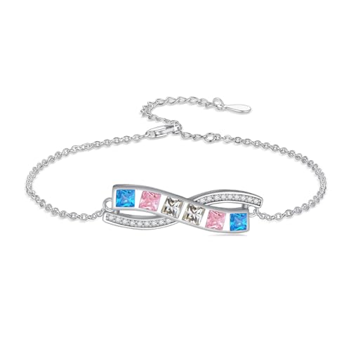 Pride Bracelet Gifts for Women Men 925 Sterling Silver Pride Rainbow Bracelets LGBT Gay Jewelry Gifts for Lesbian