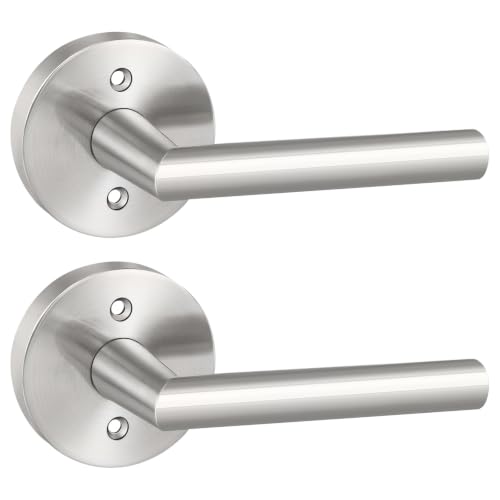 Goldenwarm Brushed Nickel Door Handles Dummy Door Levers 2 Pieces