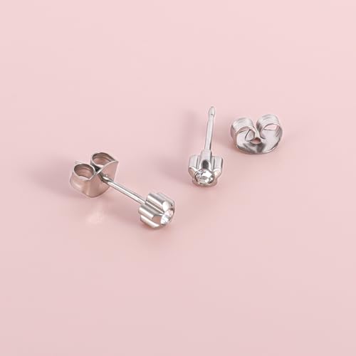 5 Pairs G23 Titanium Ear Piercing Stud Earrings for Sensitive Ears, Cubic Zirconia Stud Earrings Set for Ear Piercing Guns4