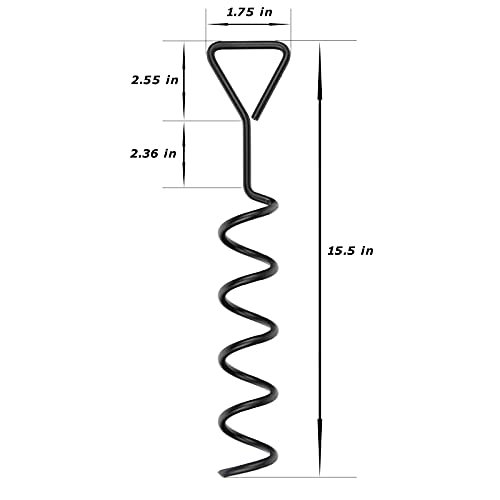 Trampoline Stake Anchor Corkscrew Shape Steel Stakes Anchor Kit Spiral Ground Anchors Trampoline Part 8 Pack (Black) - Thumbnail 2