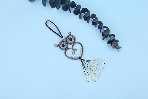 Maibaota Owl Clear Quartz Healing Crystal Heart Hanging Ornament For Christmas Tree Decorations Home Room Wall Window Owl Decor #TOP3
