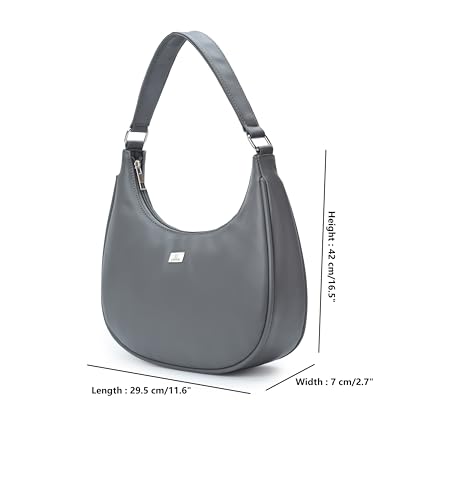Image of K London Women's Vegan Leather Half Moon Bag | Stylish Black Shoulder Hobo | Compact Baguette Purse for Office, Casual, Party & Travel Use